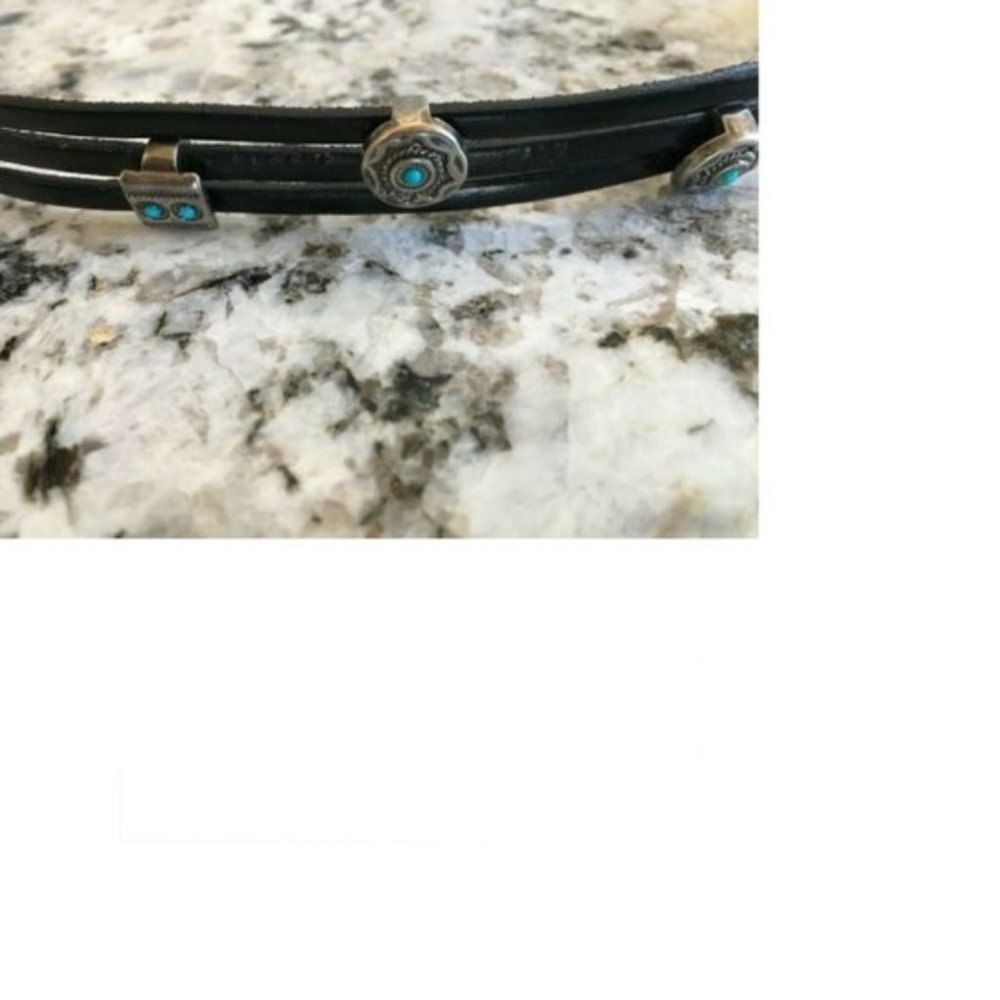 Cabela's Women's Black Leather Conchos Western Belt Brushed Nickel Metal 40”